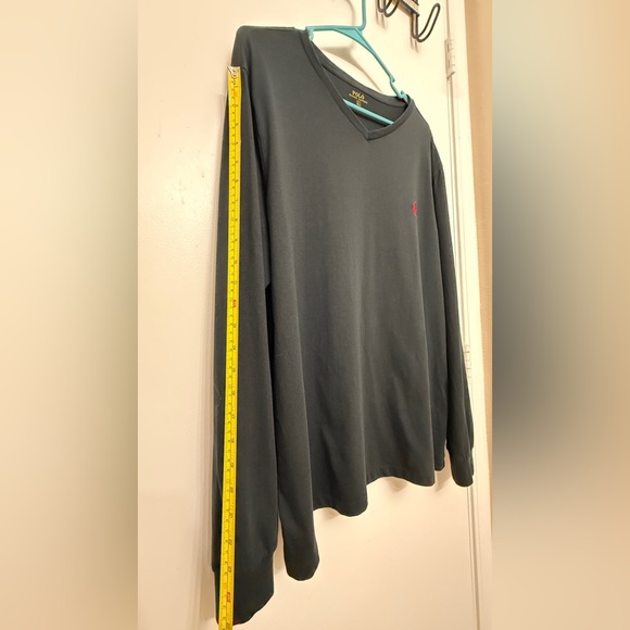 Polo Ralph Lauren Men’s Black V Neck Long Sleeve Shirt Size L 20*26 Red Pony - Picture 8 of 9